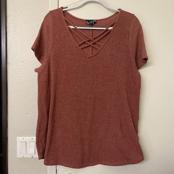 Sparkle knit cross cross front sweater in mauve-pink - Picture 1 of 3